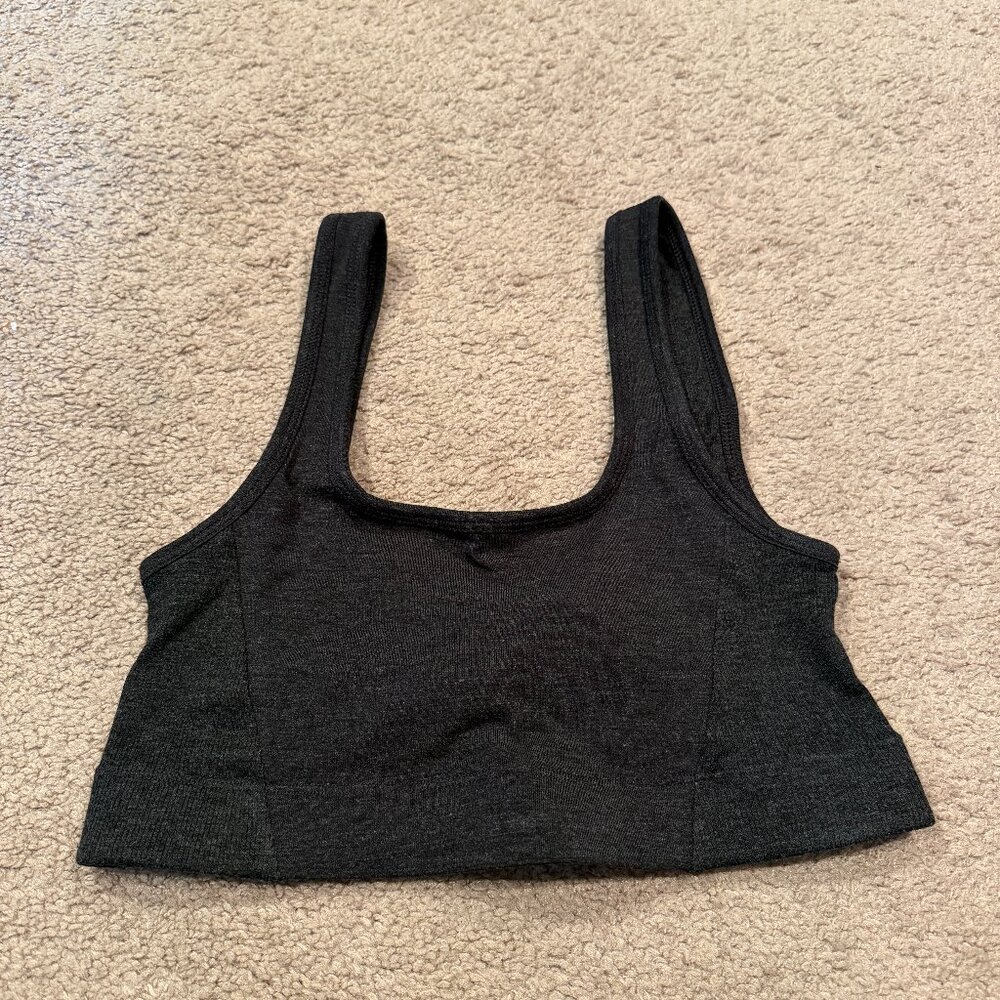 Fabletics RestoreKnit Scoop Back Bralette Sports Bra Gray Small NWT